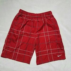 Nike red white and black plaid board Shorts